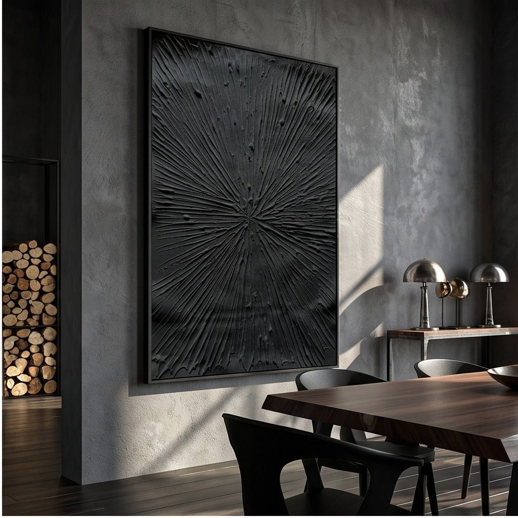 Textured Black Abstract Wall Art TO115 - Tactile Atelier