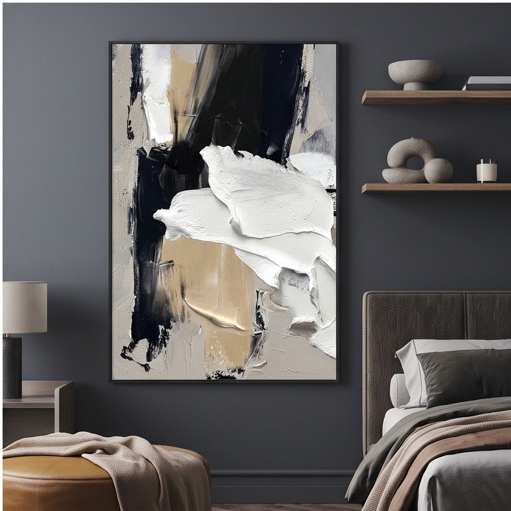 Textured Black and White Abstract Wall Art TO167 - Tactile Atelier