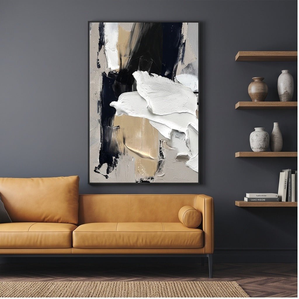 Textured Black and White Abstract Wall Art TO167 - Tactile Atelier