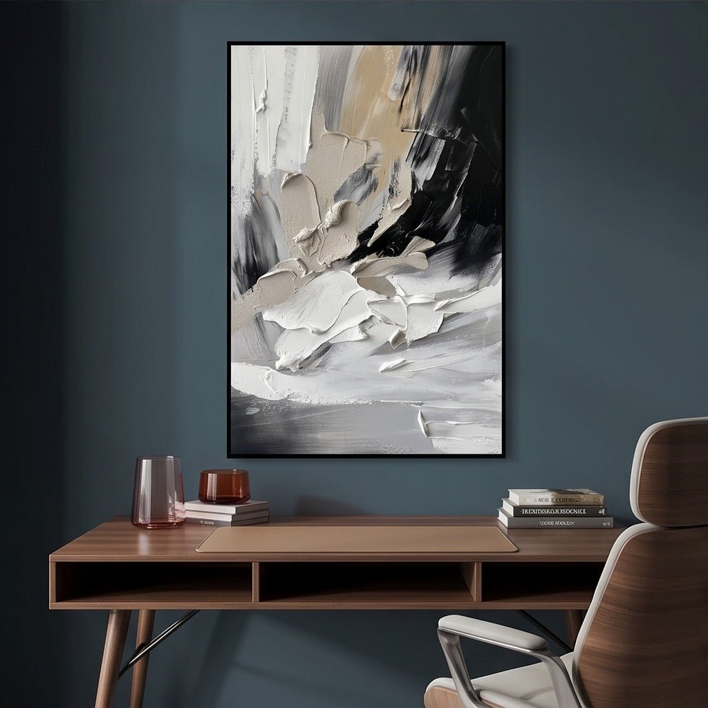 Textured Black and White Abstract Wall Art TO362 - Tactile Atelier