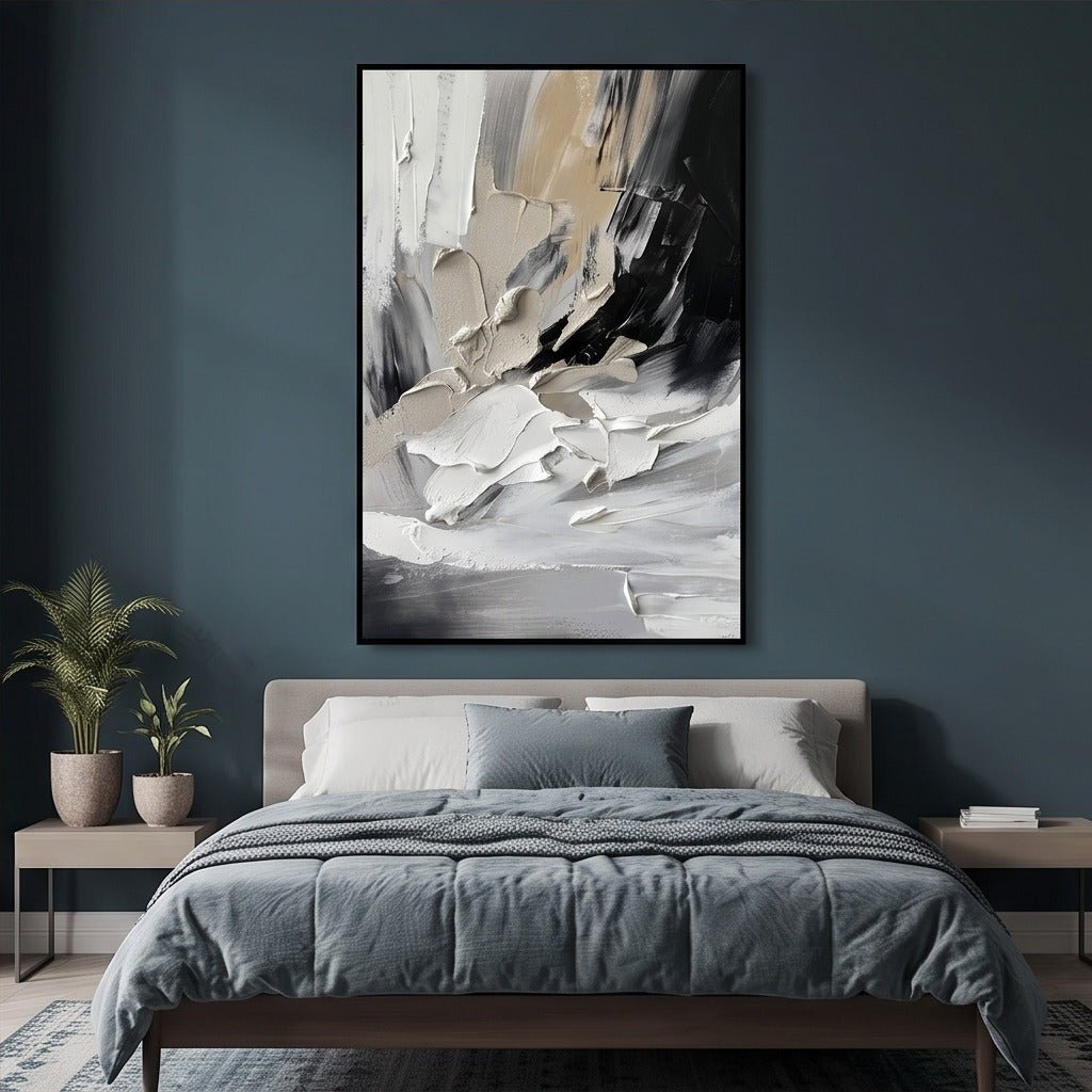 Textured Black and White Abstract Wall Art TO362 - Tactile Atelier