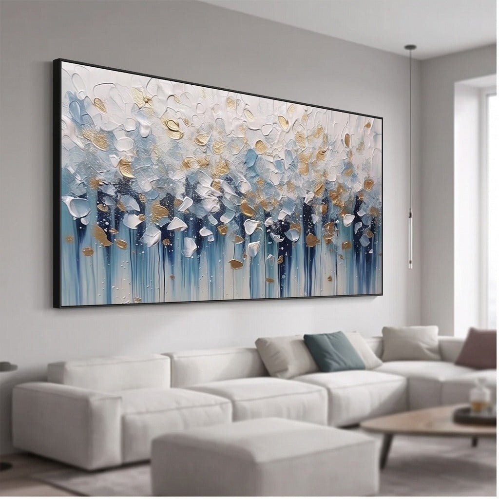 Textured Blue and Gold Abstract Wall Art #TO226 - Tactile Atelier