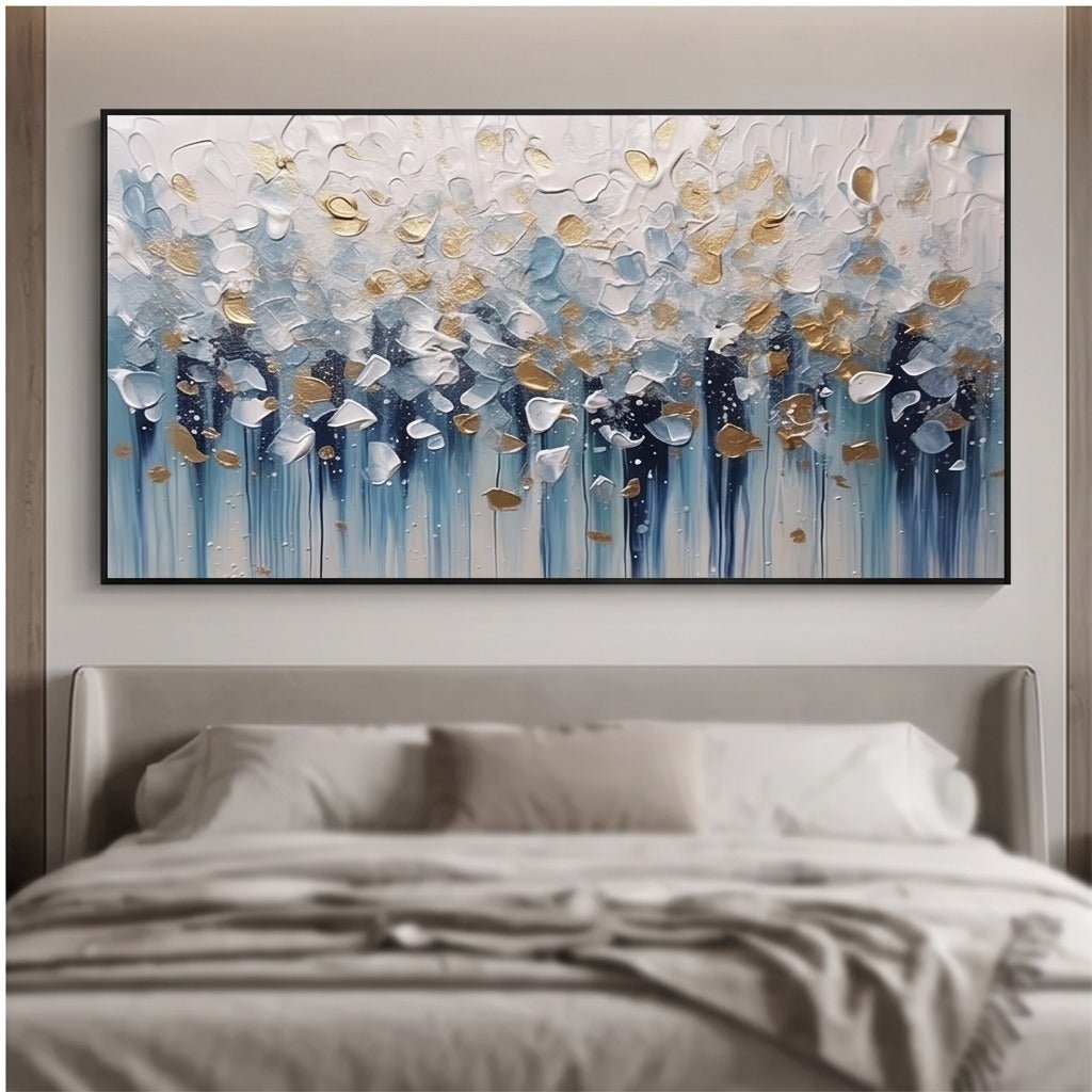 Textured Blue and Gold Abstract Wall Art #TO226 - Tactile Atelier