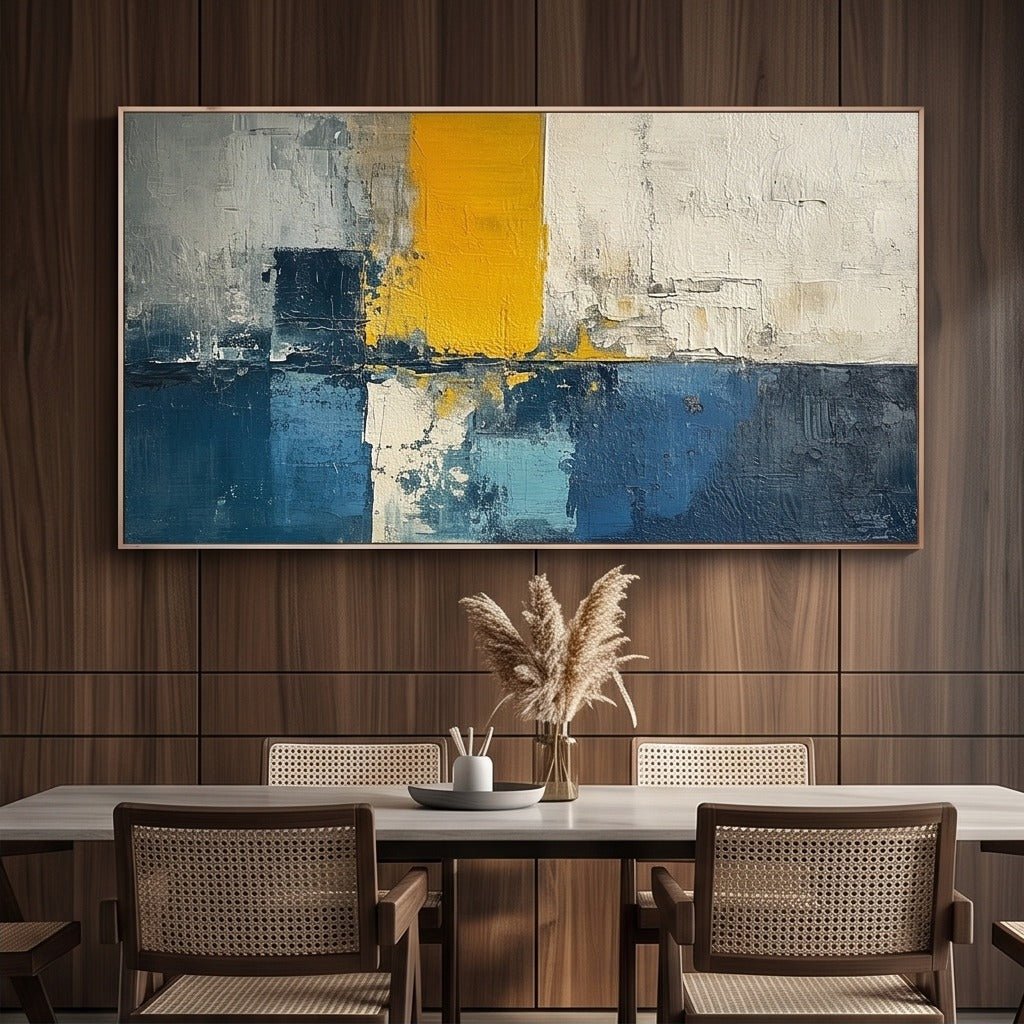 Textured Blue and Yellow Abstract Wall Art #TO351 - Tactile Atelier