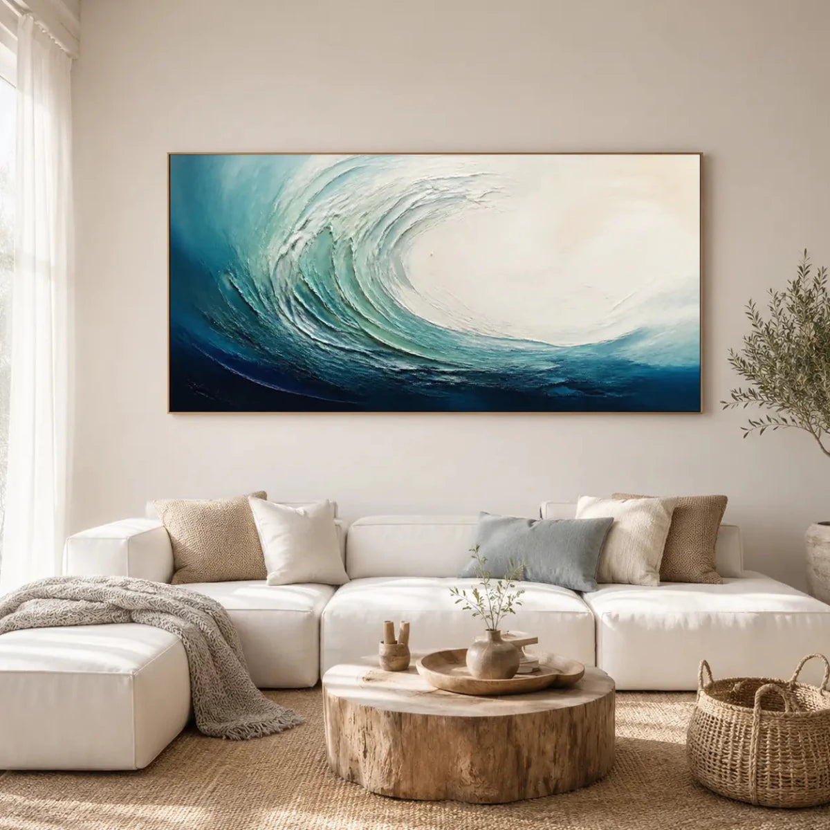 Textured Blue Ocean Wave Wall Art #TO048 - Tactile Atelier