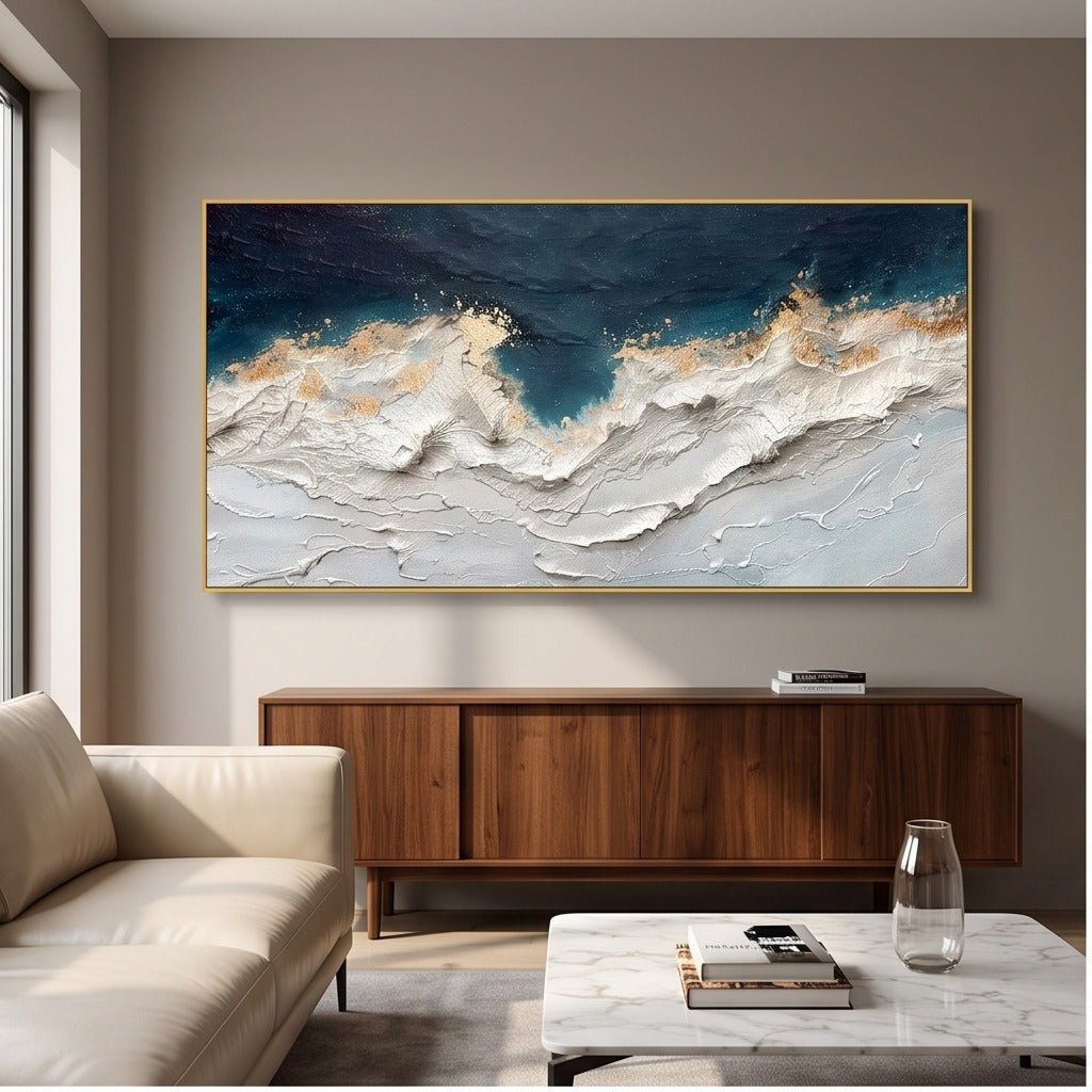 Textured Blue Ocean Wave Wall Art #TO282 - Tactile Atelier