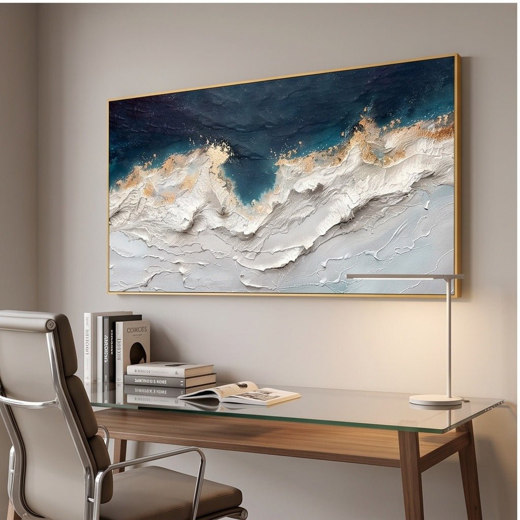 Textured Blue Ocean Wave Wall Art #TO282 - Tactile Atelier