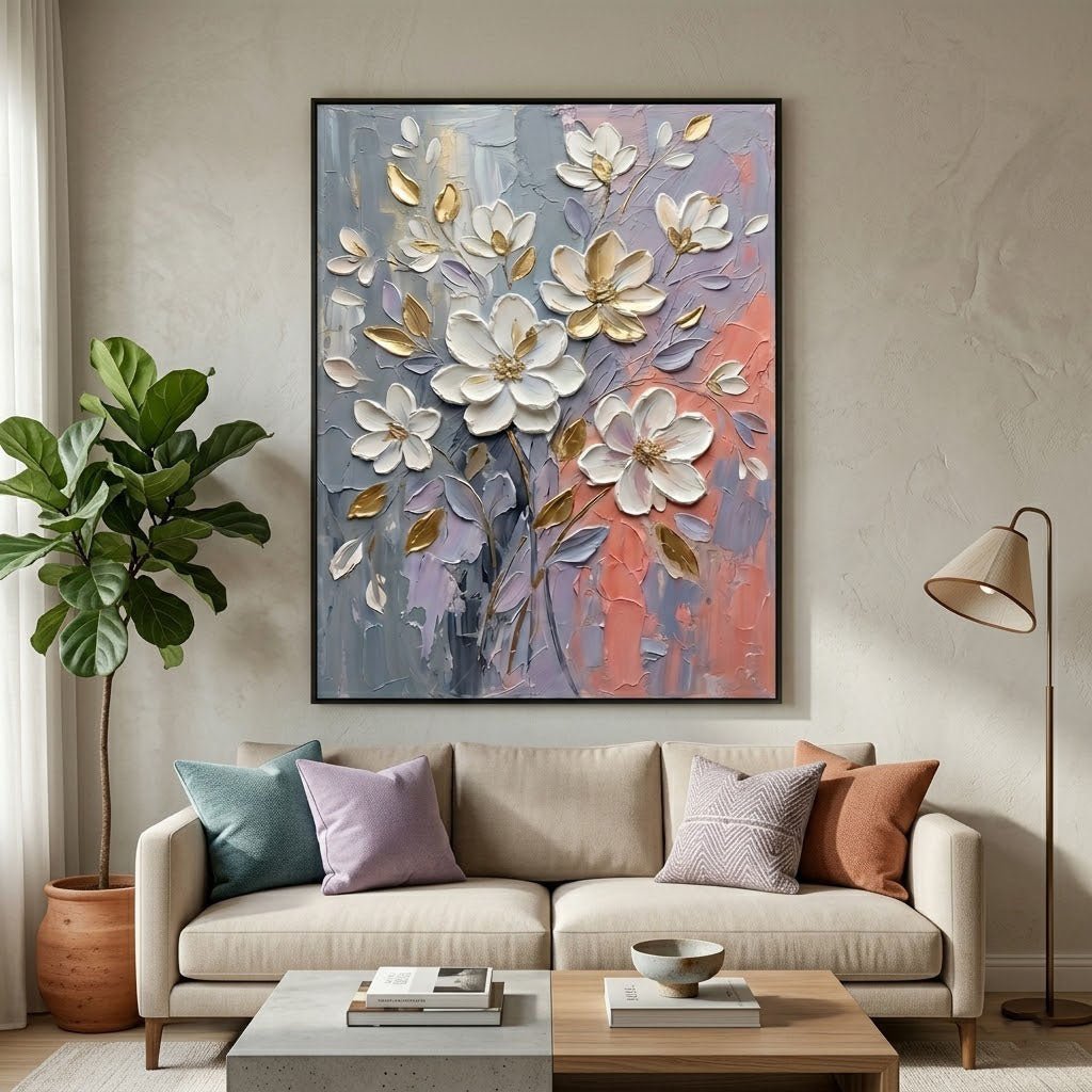Textured Floral Abstract Wall Art TA137 - Tactile Atelier