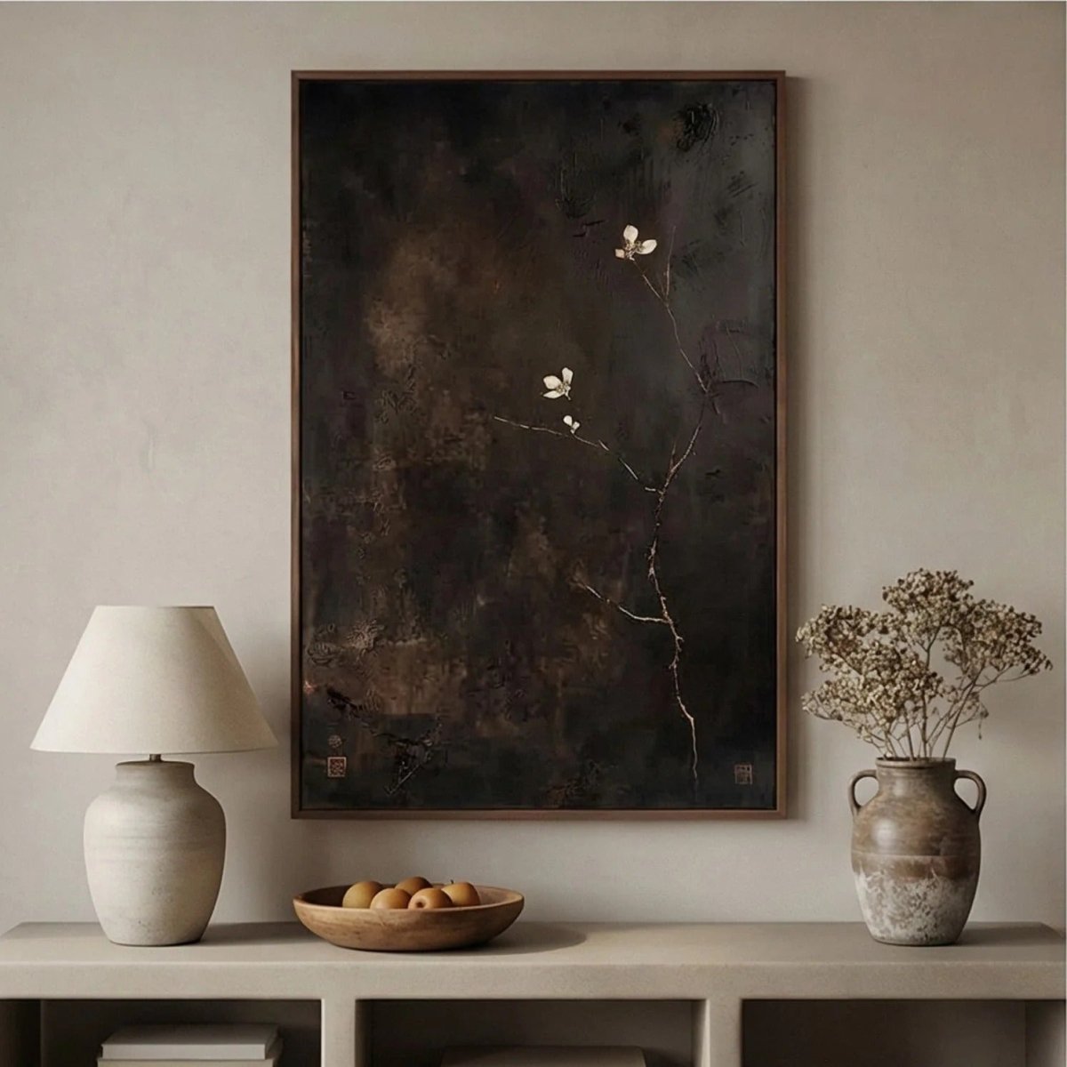 Textured Minimalist Floral Wall Art MT650 - Tactile Atelier
