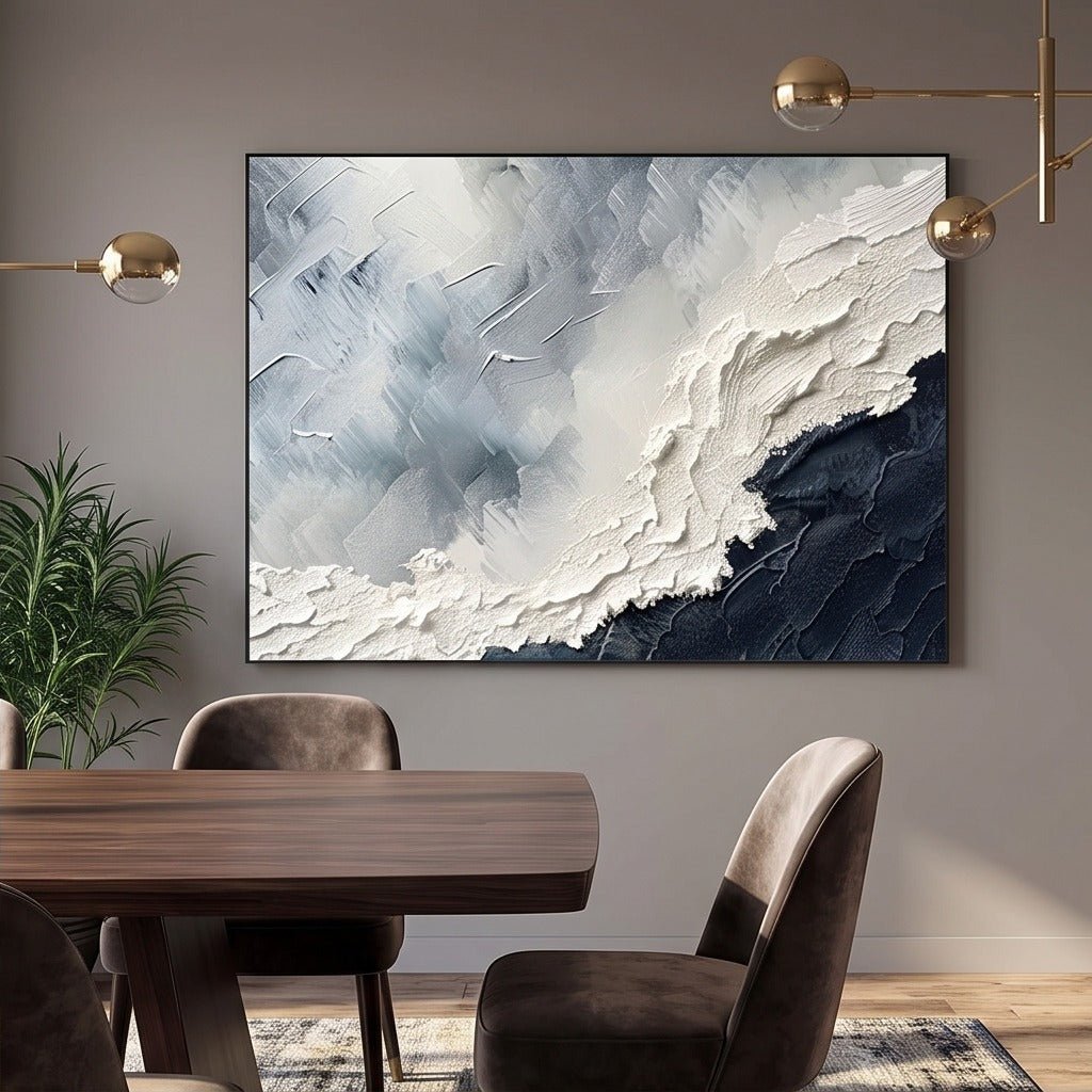 Textured Navy and White Abstract Wall Art #TO042 - Tactile Atelier