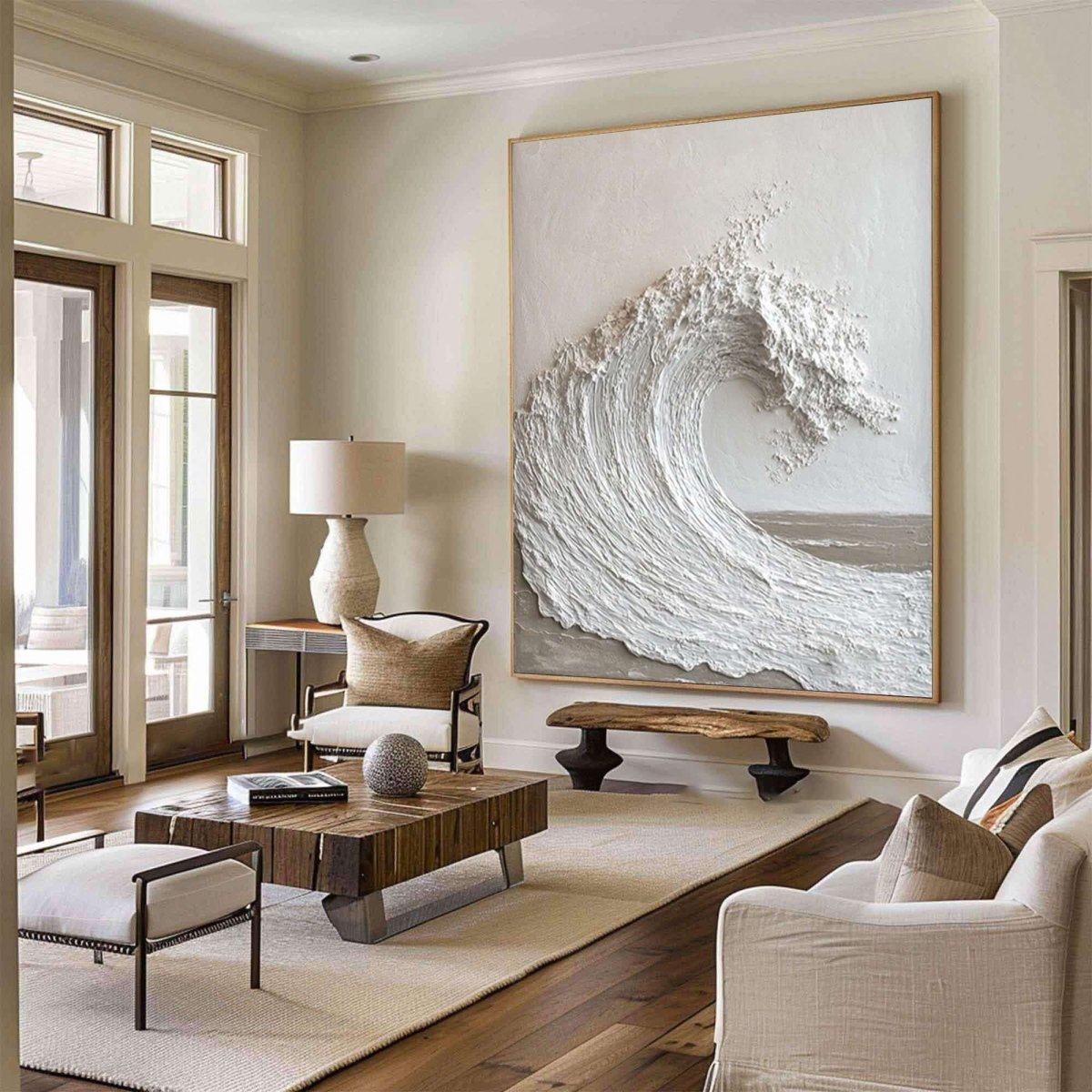 Textured Neutral Wave Wall Art MT857 - Tactile Atelier