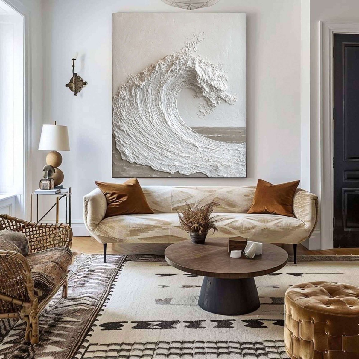 Textured Neutral Wave Wall Art MT857 - Tactile Atelier