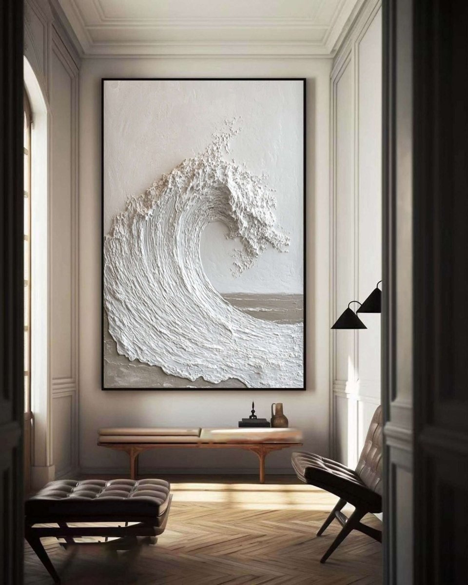 Textured Neutral Wave Wall Art MT857 - Tactile Atelier