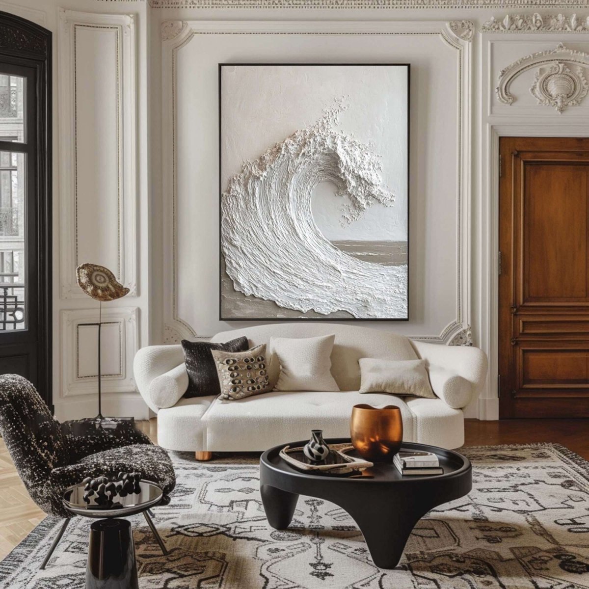 Textured Neutral Wave Wall Art MT857 - Tactile Atelier
