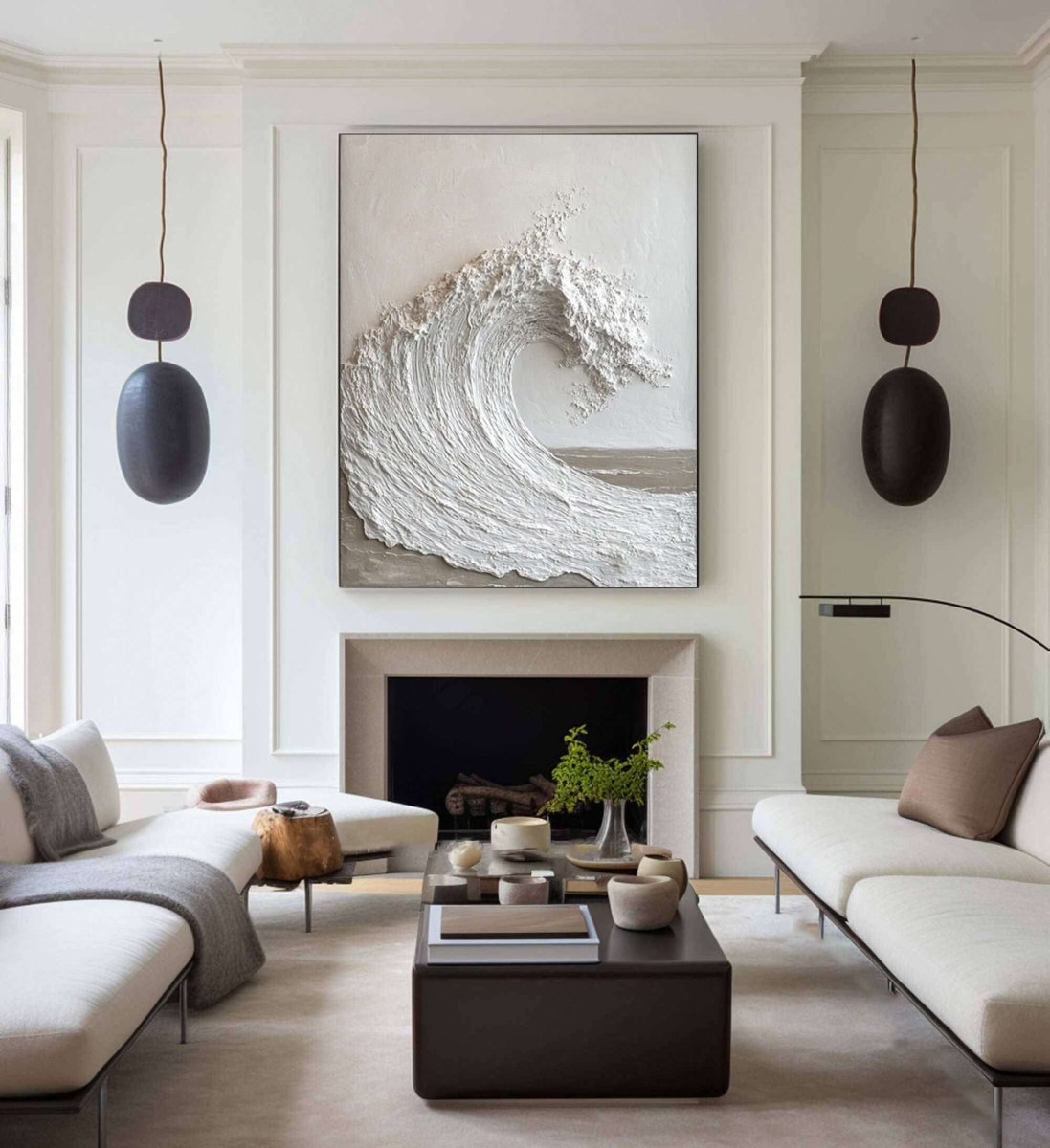 Textured Neutral Wave Wall Art MT857 - Tactile Atelier