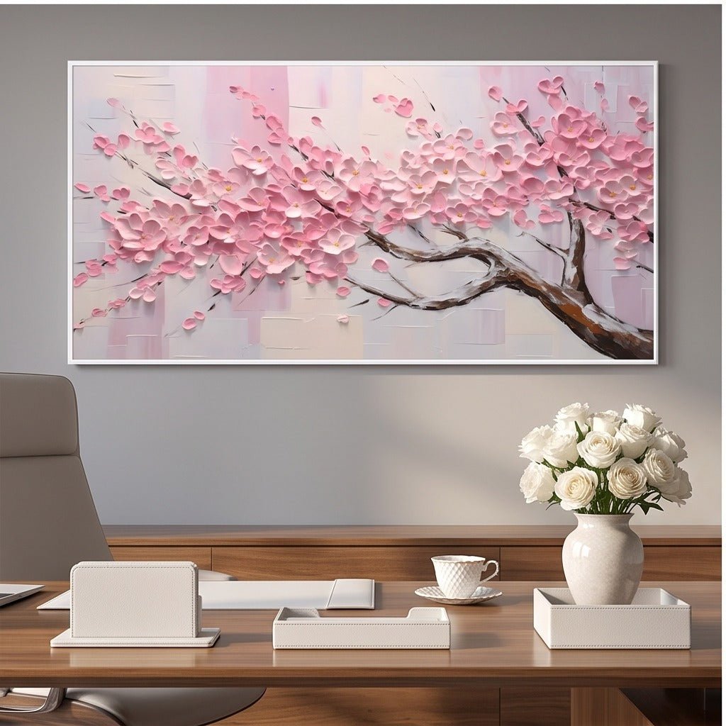 Textured Pink Cherry Blossom Wall Art #TO256 - Tactile Atelier