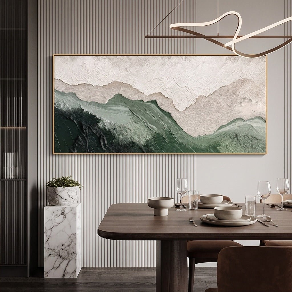 Textured Sage Green Abstract Landscape Wall Art #TO234 - Tactile Atelier