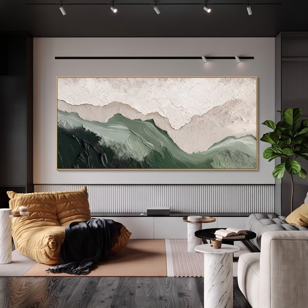 Textured Sage Green Abstract Landscape Wall Art #TO234 - Tactile Atelier