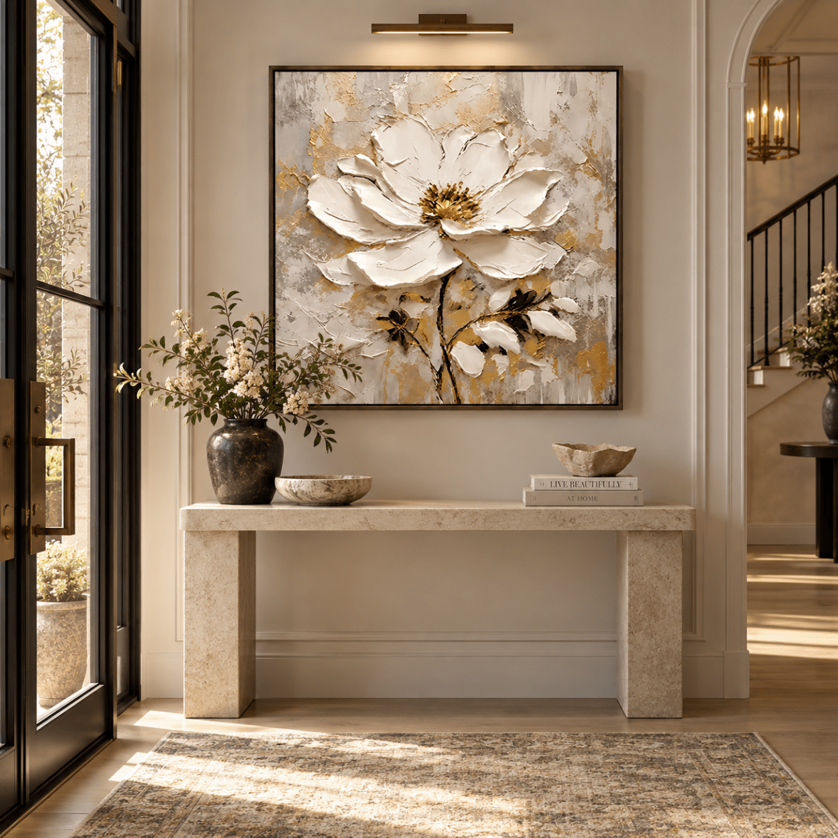 Textured White Floral Wall Art #TA124 - Tactile Atelier