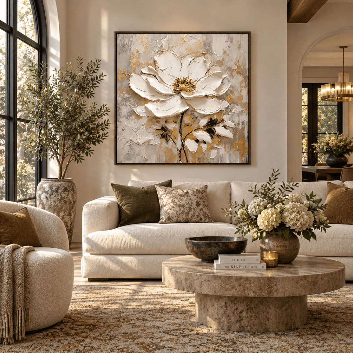 Textured White Floral Wall Art #TA124 - Tactile Atelier