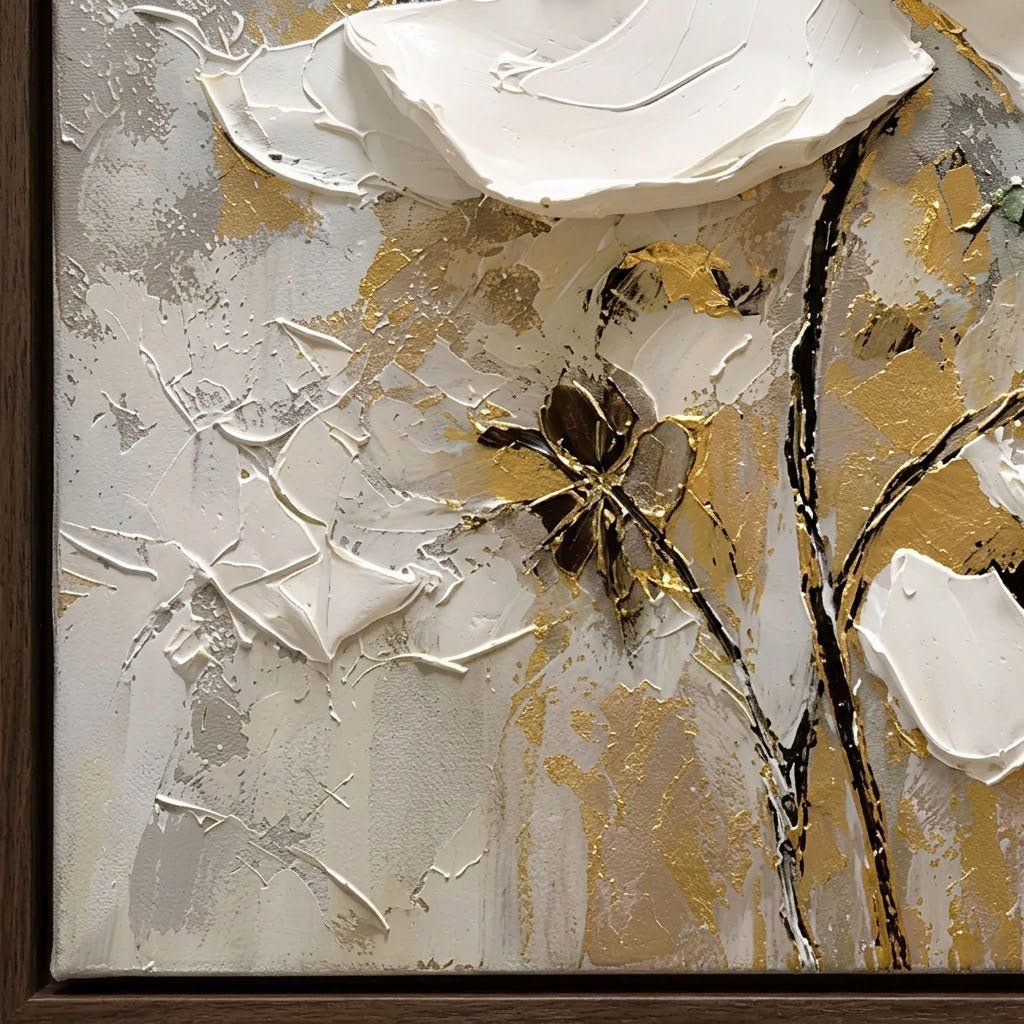 Textured White Floral Wall Art #TA124 - Tactile Atelier
