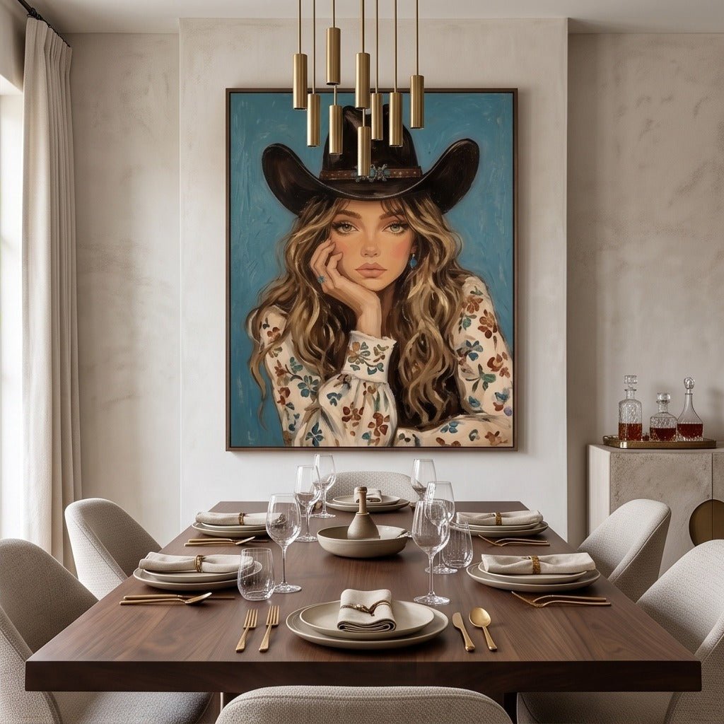 Western Cowgirl Portrait Wall Art #TO088 - Tactile Atelier