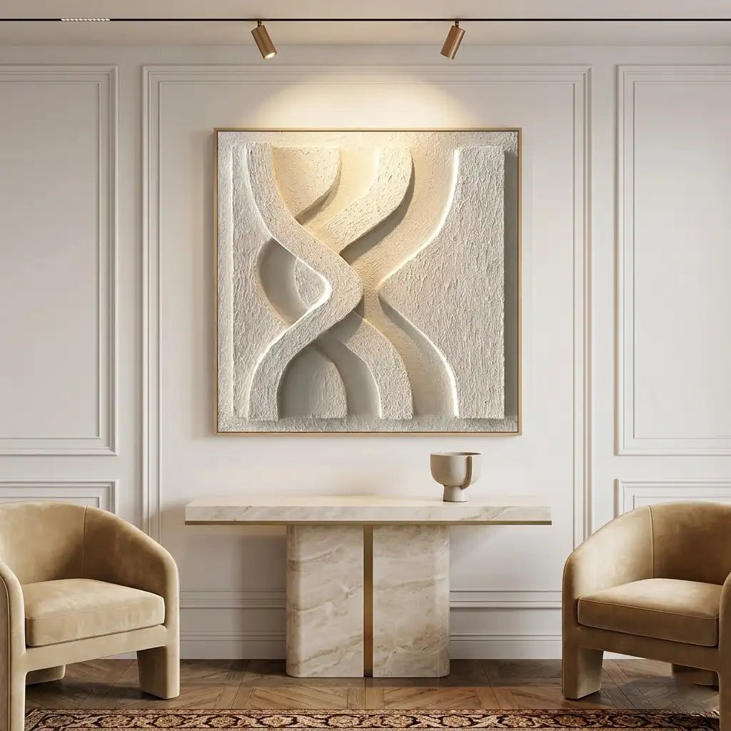 White Modern Abstract Wall Art MT215 - Tactile Atelier