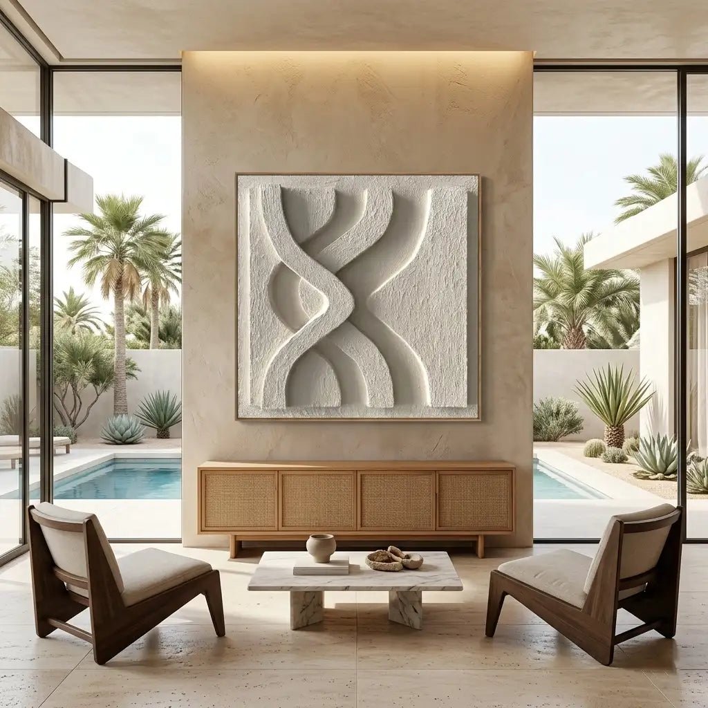 White Modern Abstract Wall Art MT215 - Tactile Atelier