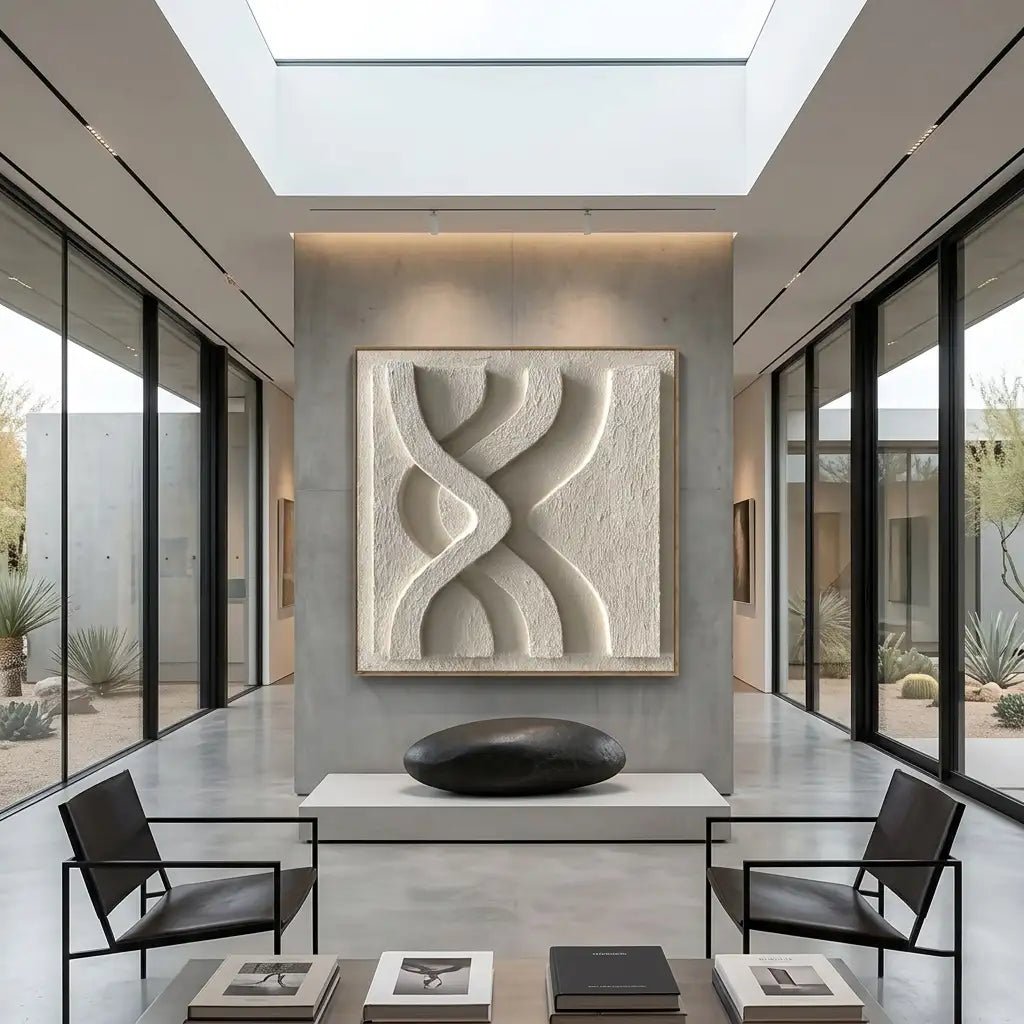 White Modern Abstract Wall Art MT215 - Tactile Atelier