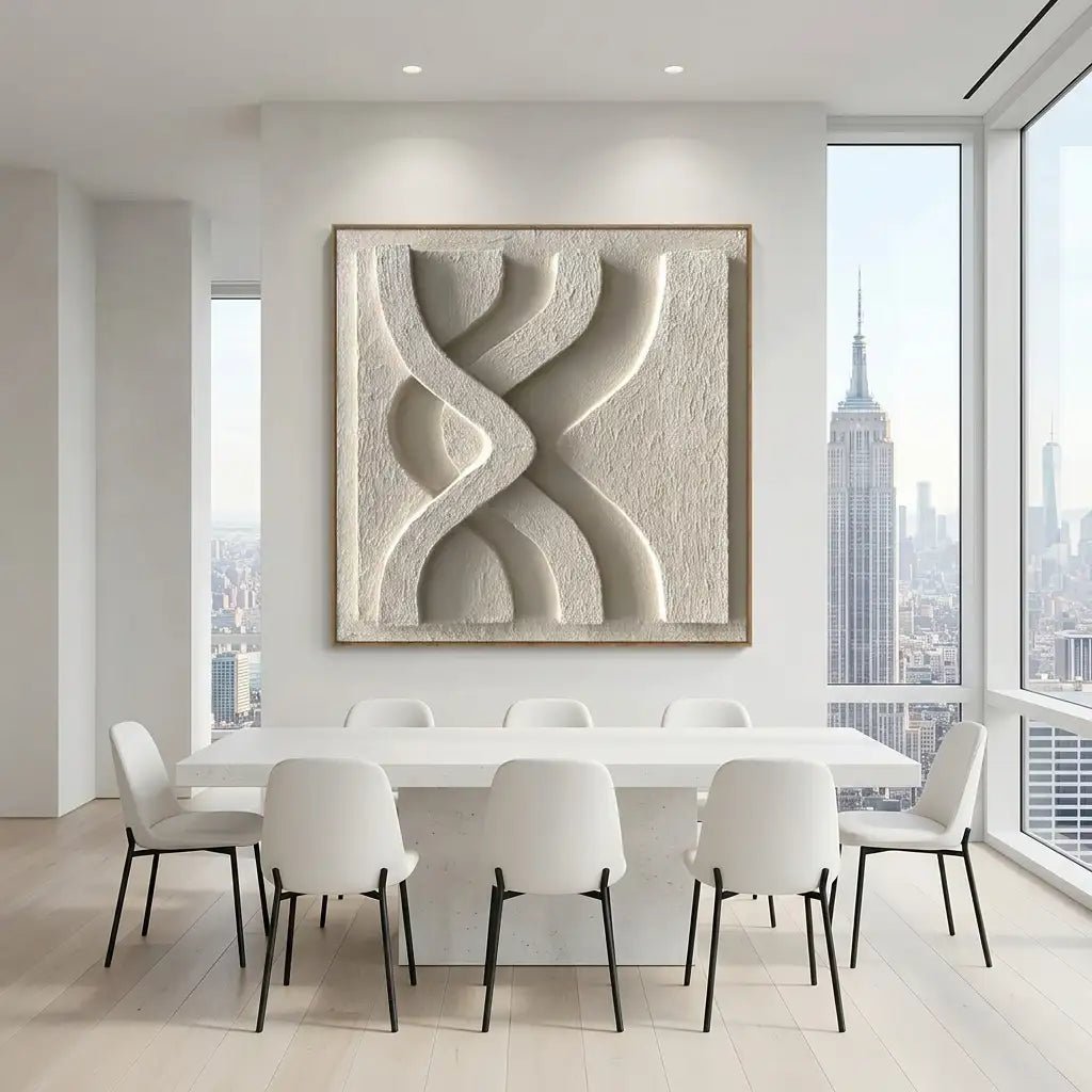White Modern Abstract Wall Art MT215 - Tactile Atelier