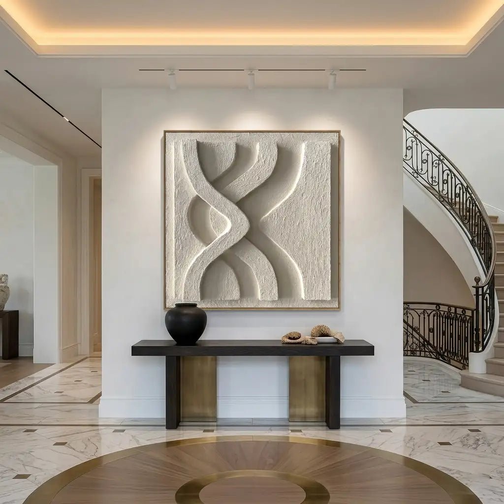 White Modern Abstract Wall Art MT215 - Tactile Atelier