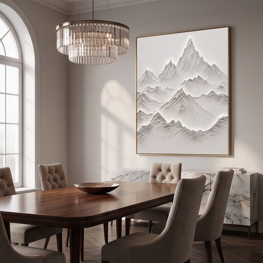 White Textured Mountain Wall Art #TO817 - Tactile Atelier